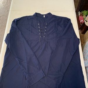 Three XL dark large long sleeve lace top front shirt men’s